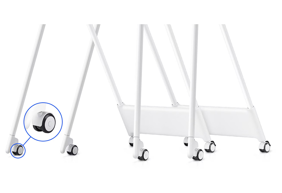 Απεικονίζεται stand με ροδάκια.